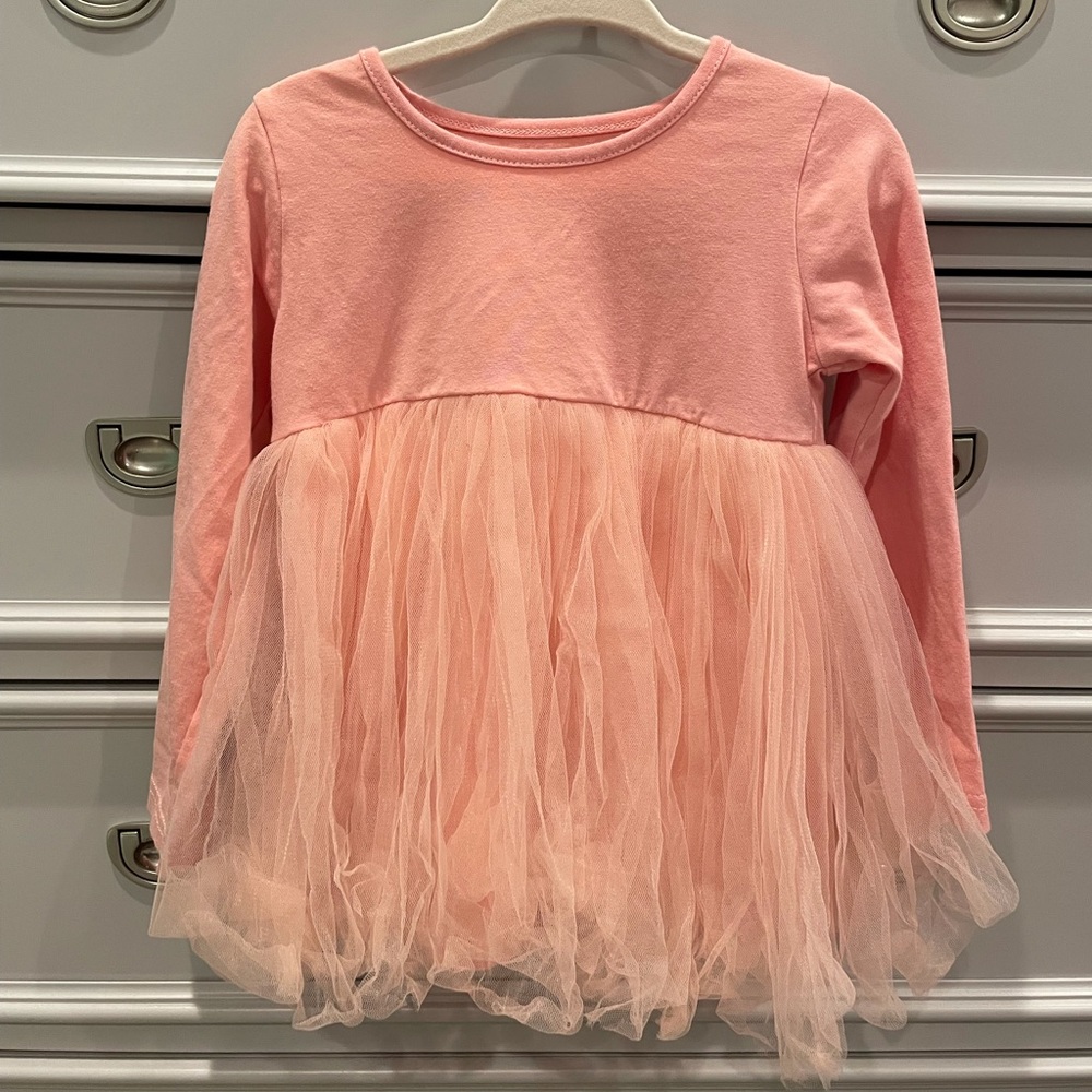 Tulle long sleeve toddler tunic